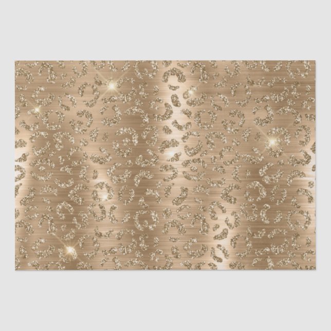 Papier Mousseline Empreinte de léopard Gold Glam Parties scintillant (Recto)
