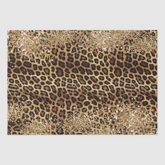 Papier Mousseline Empreinte de léopard Gold Glitzy Parties scintilla (Recto)