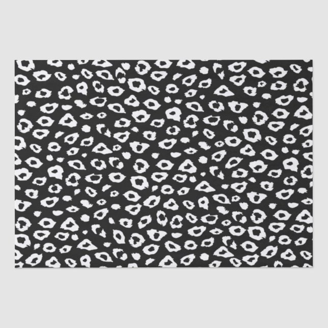 Papier Mousseline Empreinte de léopard noir et blanc (Recto)