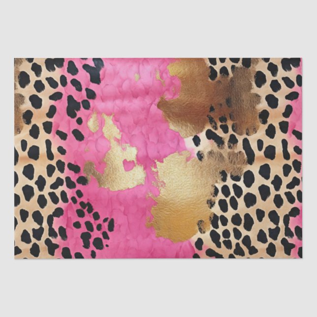 Papier Mousseline Empreinte de léopard or rose glam Abstrait (Recto)