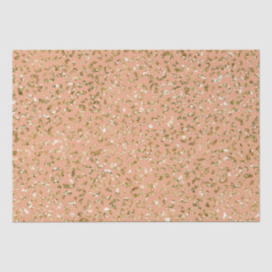Papier Mousseline Empreinte de léopard Parties scintillant Peach Gol