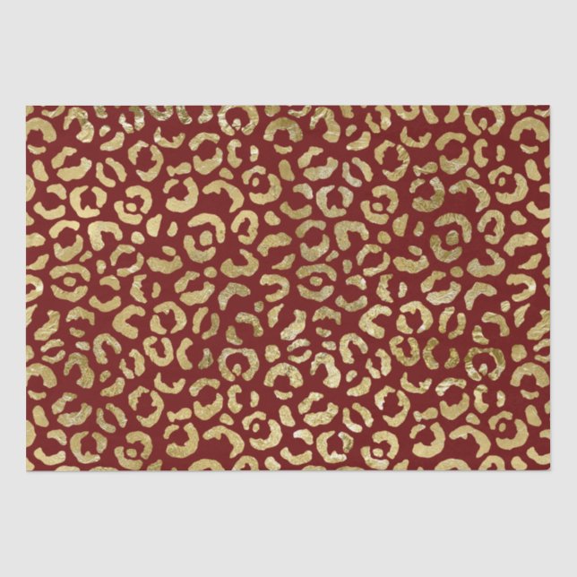 Papier Mousseline Empreinte de léopard Red Gold Glam (Recto)