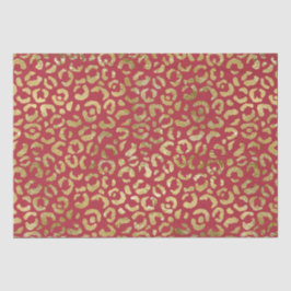 Papier Mousseline Empreinte de léopard Red Gold Glam