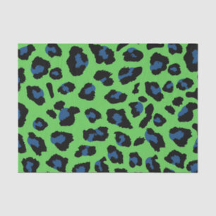 Papier Mousseline Empreinte de léopard vert et bleu