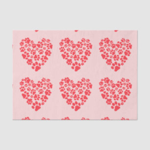 Papier Mousseline Empreinte de patte de chien Coeurs de Saint-Valent