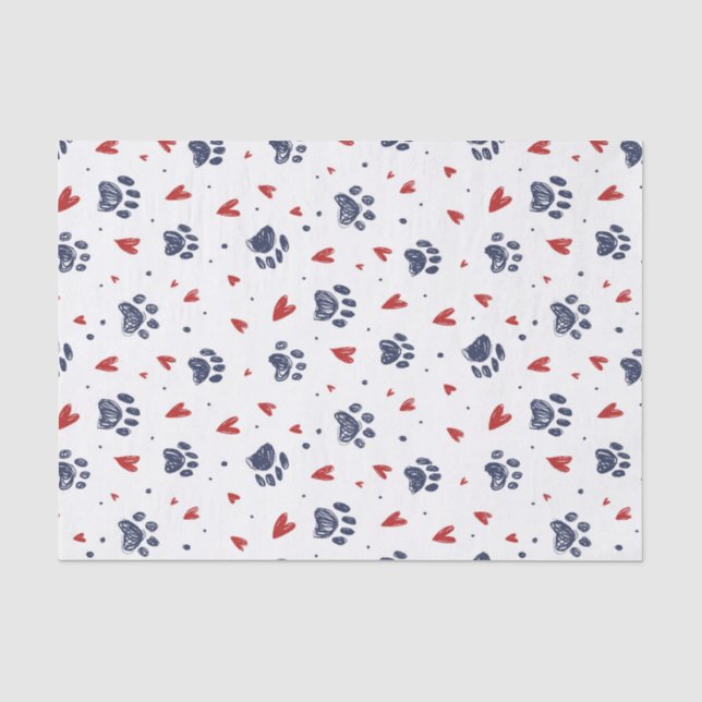 Papier Mousseline Empreinte de patte de cœur motif Saint-Valentin (Recto)
