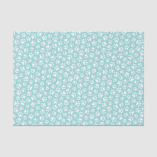 Papier Mousseline Empreintes de pattes blancs aqua bleu ou tout arri