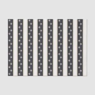 Papier Mousseline Empreintes de pattes de chats noir & blanc d'antiq