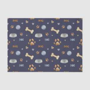 Papier Mousseline Empreintes de pattes de chiens et os mignons