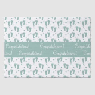 Papier Mousseline Empreintes et coeurs pour bébés Turquoises