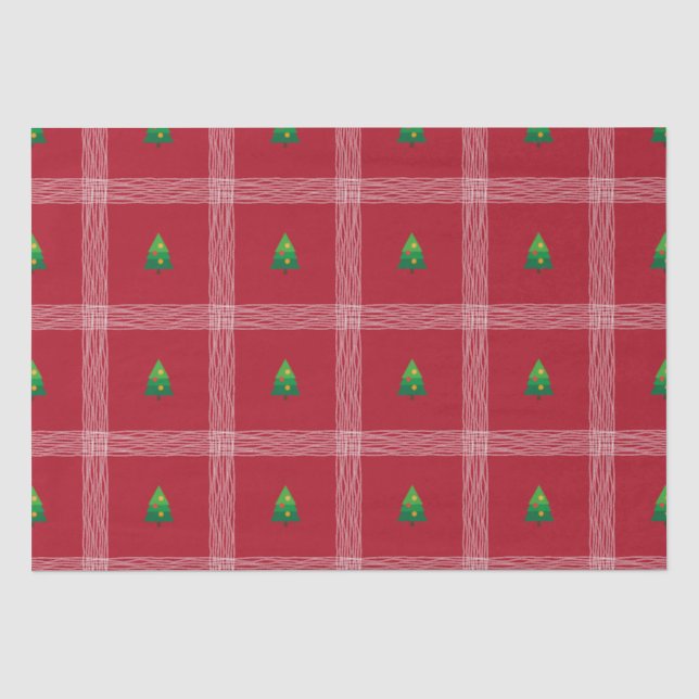 Papier Mousseline En vichy à main avec arbre de Noël (Recto)