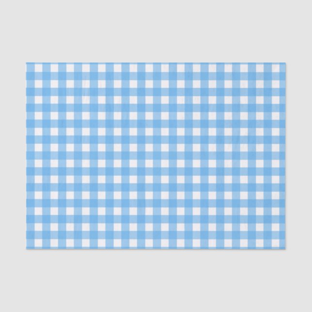 Papier Mousseline En vichy bleu ciel (Recto)