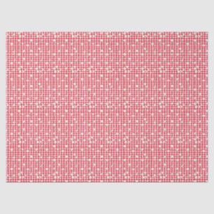 Papier Mousseline En vichy rouge avec petites marguerites blanches