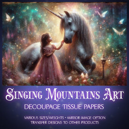 Papier Mousseline Enchanted Forest Unicorn And Girl Decoupage 