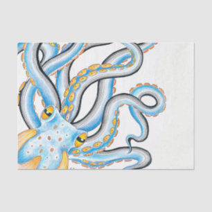 Papier Mousseline Encre de pieuvre funky Bleu orange