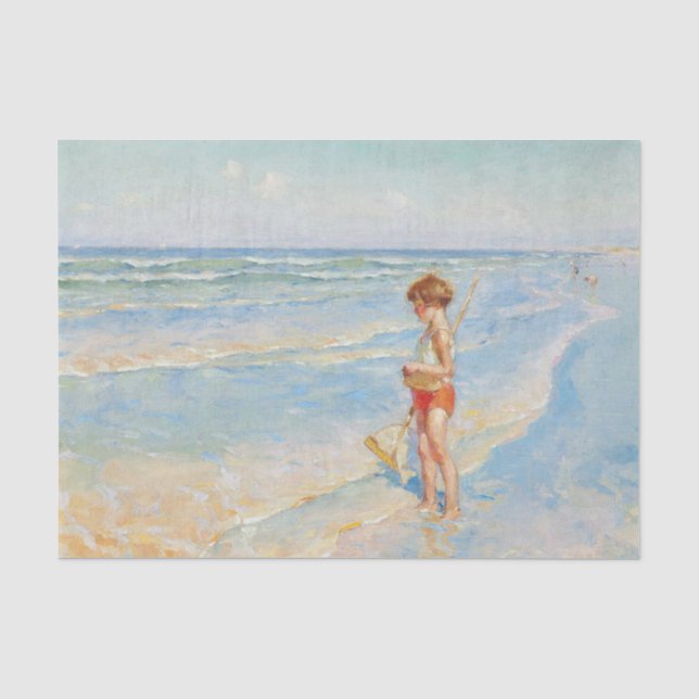 Papier Mousseline Enfant à la plage Plage côtière été (Recto)