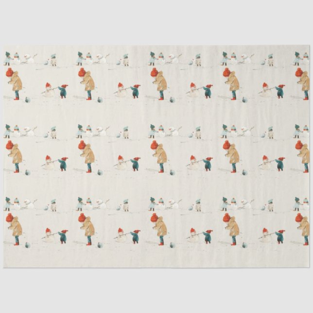 Papier Mousseline Enfants et snowmen (Recto)