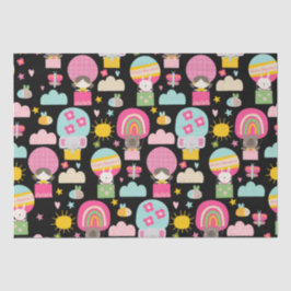 Papier Mousseline Enfants Joyeux Anniversaire Pastel Couleurs Beaux 