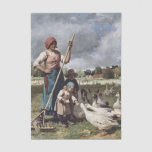 Papier Mousseline Enfants nourrissant des oies par Julien Dupre