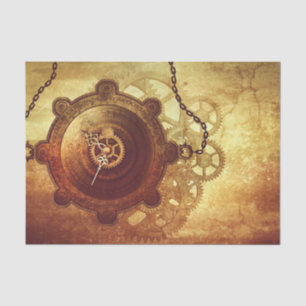 Papier Mousseline Engrenages et Chaînes de Horloge Steampunk