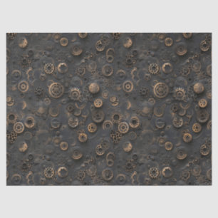 Papier Mousseline Engrenages Steampunk, motif de métal rouillé pour