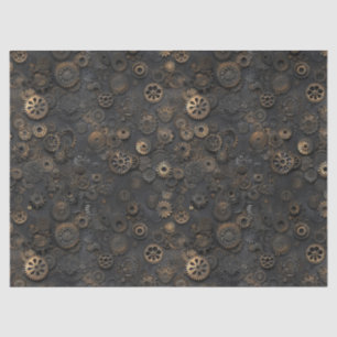 Papier Mousseline Engrenages Steampunk, Motif de métal rouillé pour