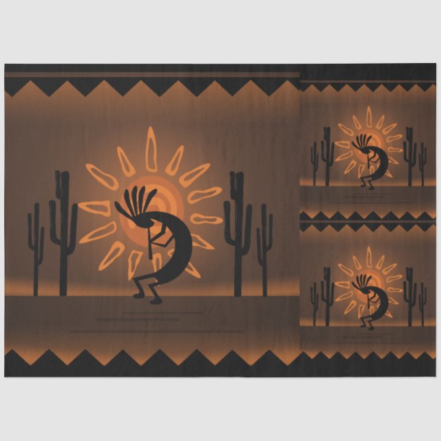 Papier Mousseline Ensemble de découpage Brown Kokopelli Sun Southwes (Recto)