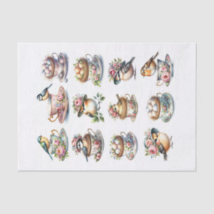 Papier Mousseline Ensemble d'oiseaux mignons avec des Casquettes ass