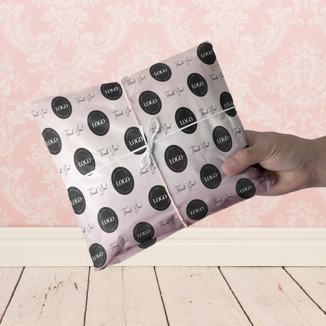 Papier Mousseline Entreprise Logo personnalisé Merci Rose Or (Créateur téléchargé)