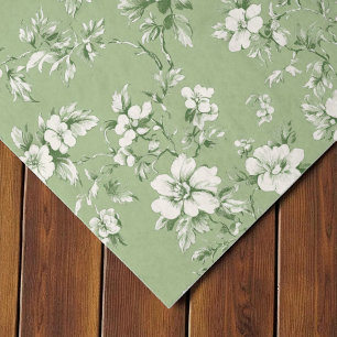 Papier Mousseline Enveloppe cadeau vintage vert fleuri