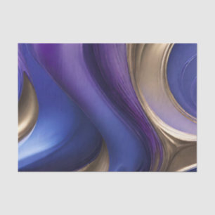 Papier Mousseline Enveloppement cadeau moderne - bleu violet et or-