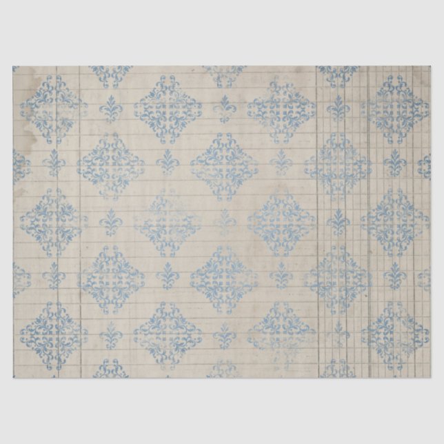 Papier Mousseline Ephemera Blue Paper Series Design 8 (Recto)