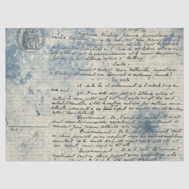Papier Mousseline Ephemera Blue Paper Series Design 9 (Recto)