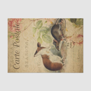 Papier Mousseline Ephemera Carte Postale Française Bois Souris Décou