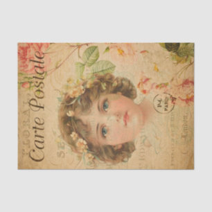 Papier Mousseline Ephemera Carte Postale Française Cute Girl Découpa