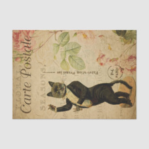 Papier Mousseline Ephemera Carte Postale Française Danse Chat Découp