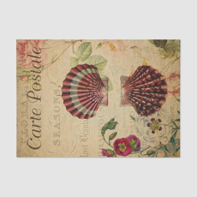 Papier Mousseline Ephemera Carte Postale Française Découpage Coques  (Recto)