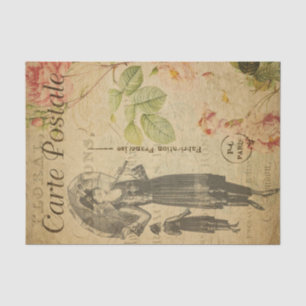 Papier Mousseline Ephemera Carte Postale Française Edwardian Lady De