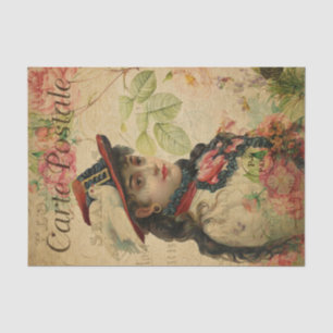 Papier Mousseline Ephemera Carte postale Française Femmes Découpage 