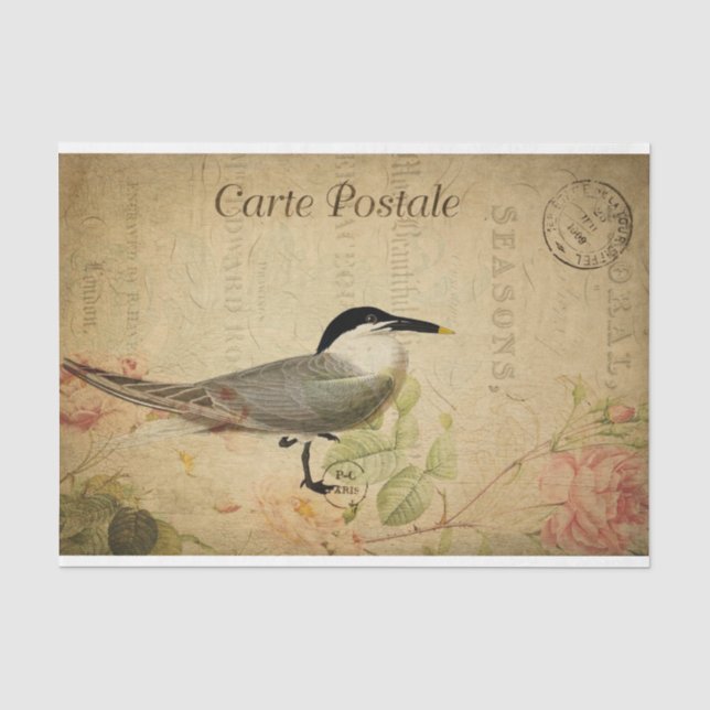 Papier Mousseline Ephemera Carte Postale Française Mignonne Découpag (Recto)