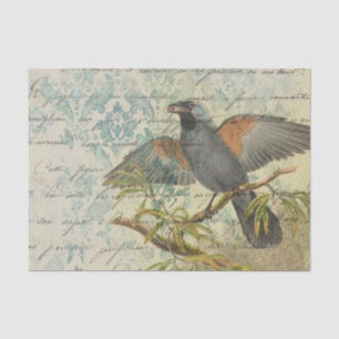 Papier Mousseline Ephemera Damask Bird