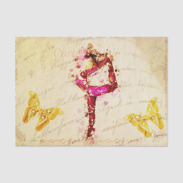 Papier Mousseline Ephemera Française Danseuse Florale Découpage (Recto)