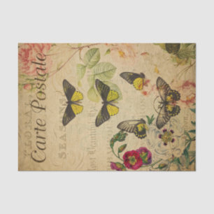 Papier Mousseline Ephemera French Postcard Butterflies Decoupage
