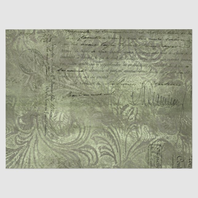 Papier Mousseline Ephemera Green Paper Series Design 16 (Recto)