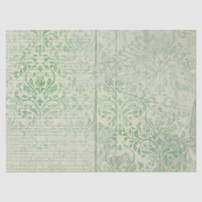 Papier Mousseline Ephemera Green Paper Series Design 7 (Recto)
