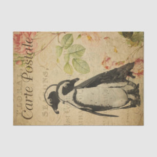 Papier Mousseline Ephemera Pingouins mignons Roses roses roses rose 