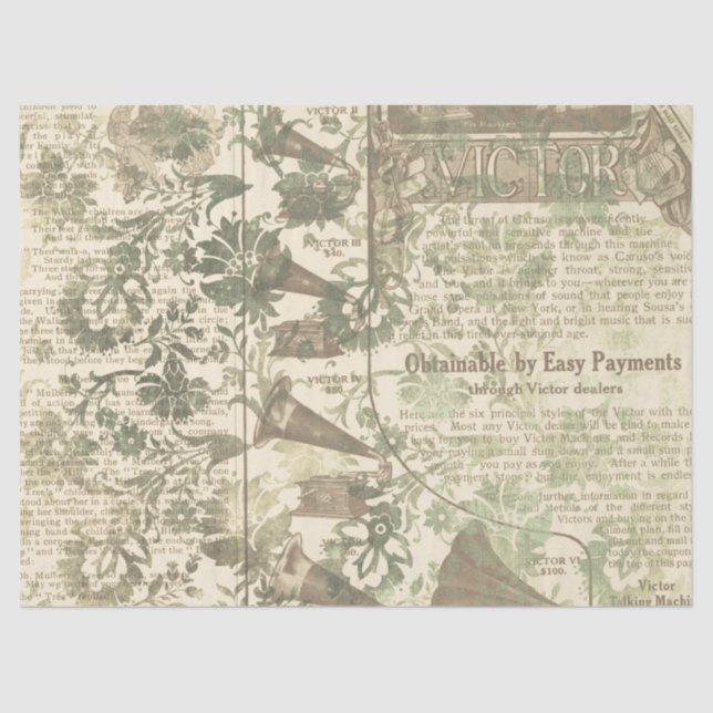 Papier Mousseline Ephemera Sepia Paper Series Design 15 (Recto)
