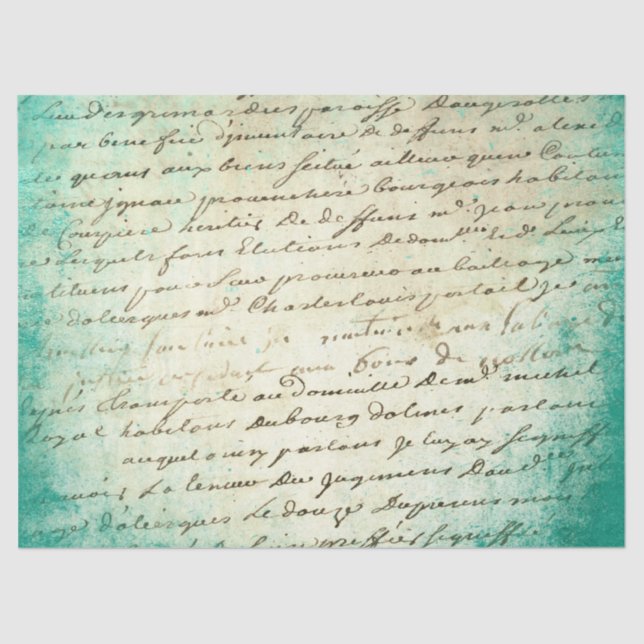 Papier Mousseline Ephemera Turquoise Paper Series Design 18 (Recto)