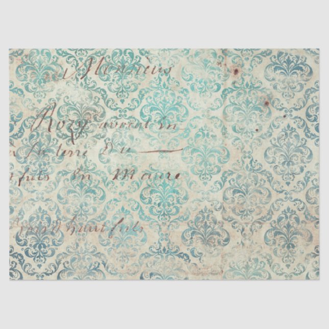 Papier Mousseline Ephemera Turquoise Paper Series Design 9 (Recto)