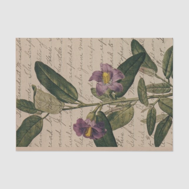 Papier Mousseline Ephémère à fleurs violettes (Recto)